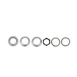 Headset Fork Bearing Kit for the Pacesaver Plus III & Passport, featuring a close-up of metal rings, nuts, and ball bearings, essential for maintaining smooth steering in mobility scooters.