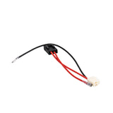 3-Pin 2-Wire Battery Harness with Side-by-Side Pins & 30A Fuse for Razor E90 Accelerator & Power Core E90 Scooters, showing close-up of black and red wires with black connector and fuse holder.