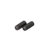 M7x1.00 x 15mm Set Screws for Standard Go-Kart & Mini Bike Clutch Collars (Set of 2) shown close-up on a white background, highlighting their headless design and black finish.