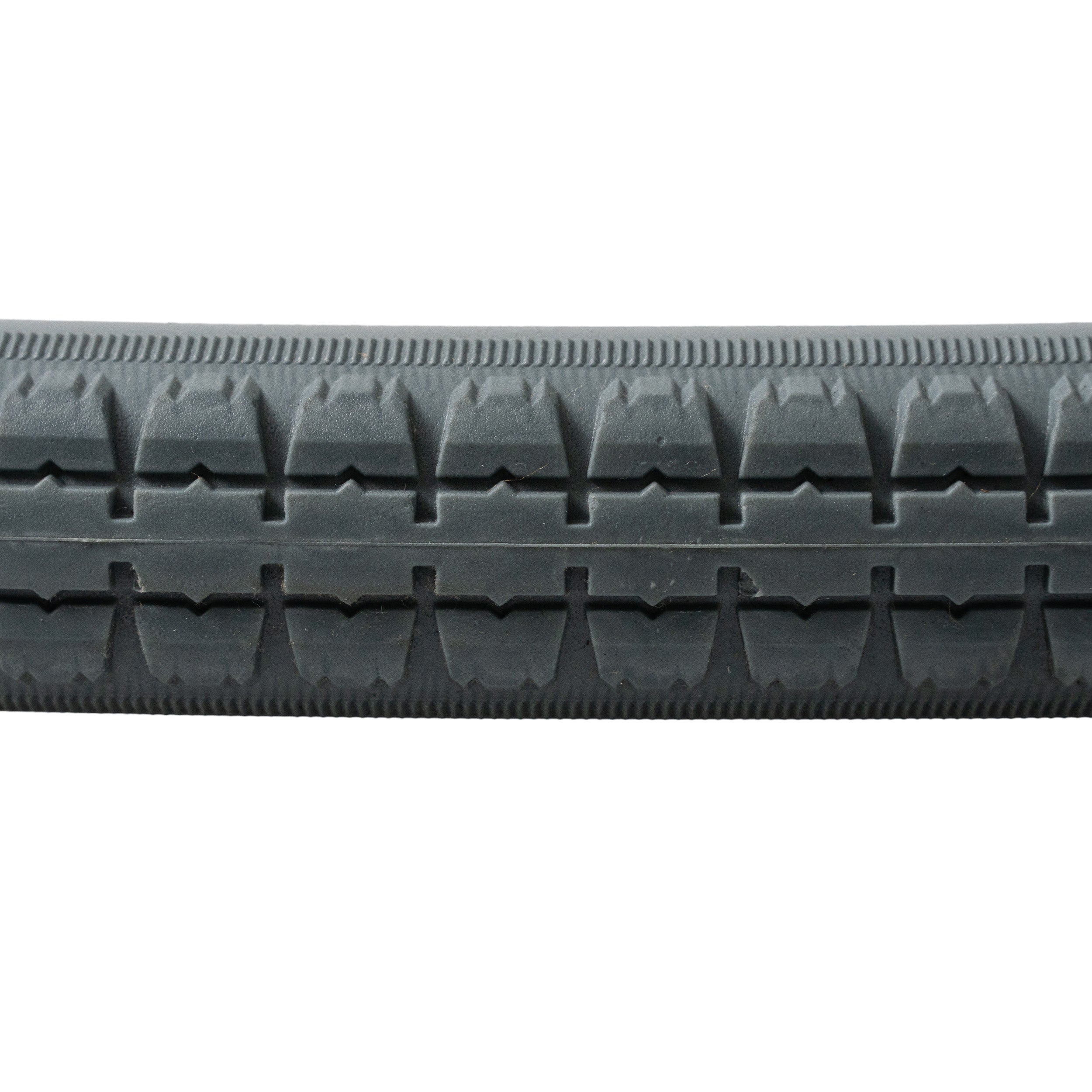 Close-up of the 24x1-3/8 (37-540) Solid Urethane Orion Wheelchair Tire with P163 Street Tread (Primo), showcasing its durable, flat-free urethane construction and textured surface for superior traction.