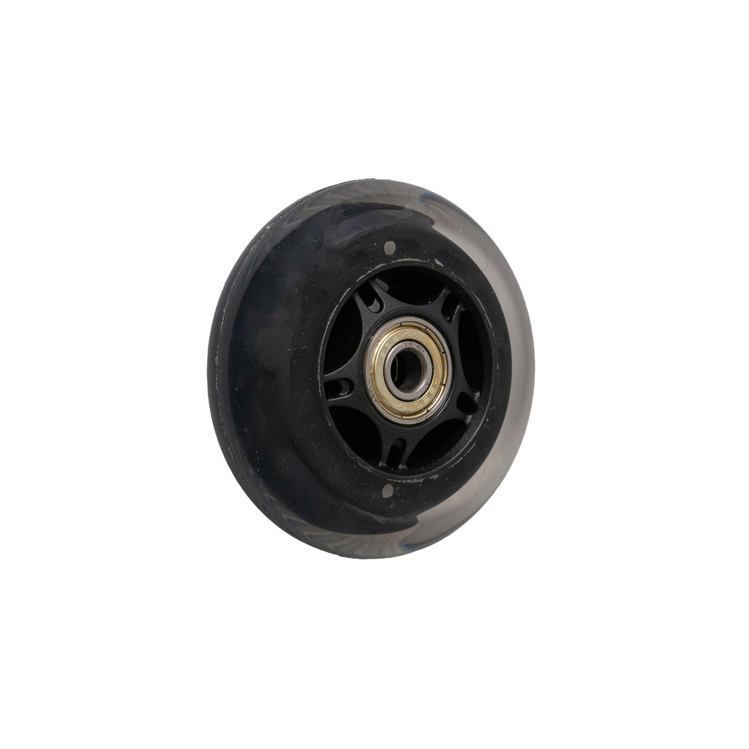 72mm Front Anti-Tip Wheel Assembly with Bearings for Jazzy & Pride Scooters & Power Chairs, featuring a black wheel with a metal center and integrated 608ZZ bearings, designed for enhanced stability.