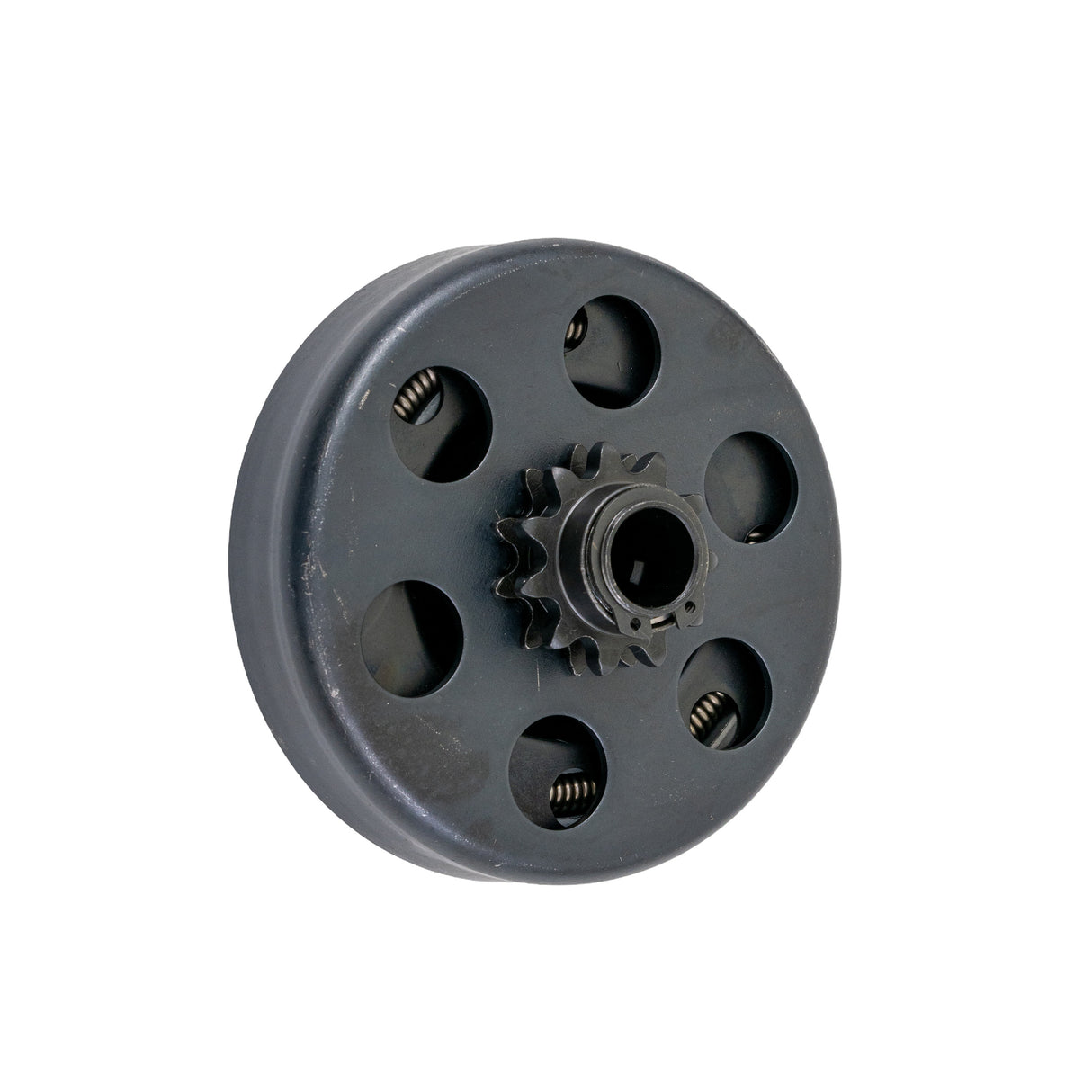 Clutch Assembly with Front Sprocket for Baja Doodle Bug (DB30), featuring a black circular metal component with holes, essential for transferring engine power to the drive chain.