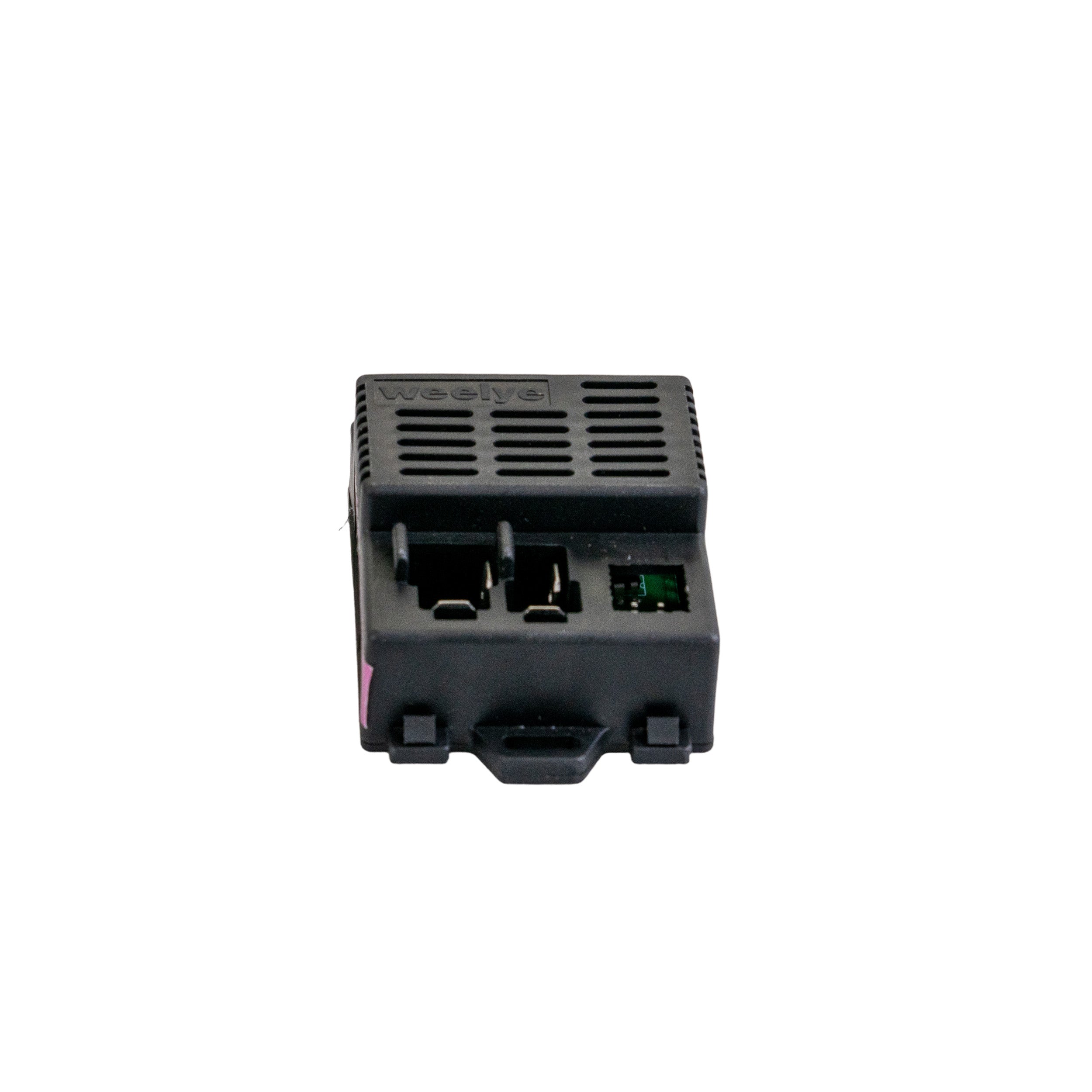 6 Volt Controller for the Kidzone Ride-On Toy Bumper DIY Race Car, a black electronic device with green and red buttons and a green screen, essential for seamless operation.