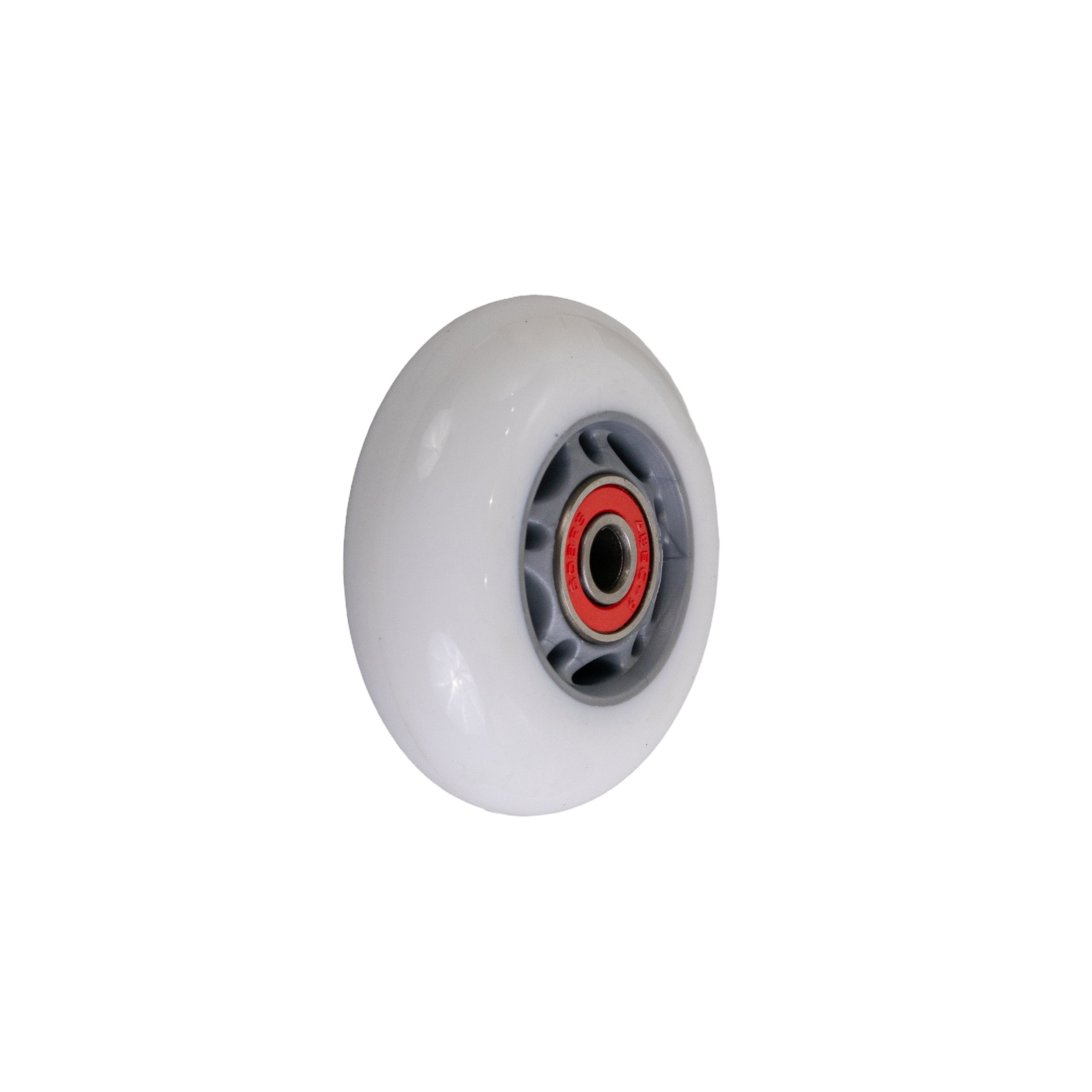 Set of two 68 mm Wheels with Bearings for Razor RipStik® RipSter, RipStik® RipSter DLX, & Sole Skate, featuring a white wheel with a red center and pre-installed bearings ready for mounting.