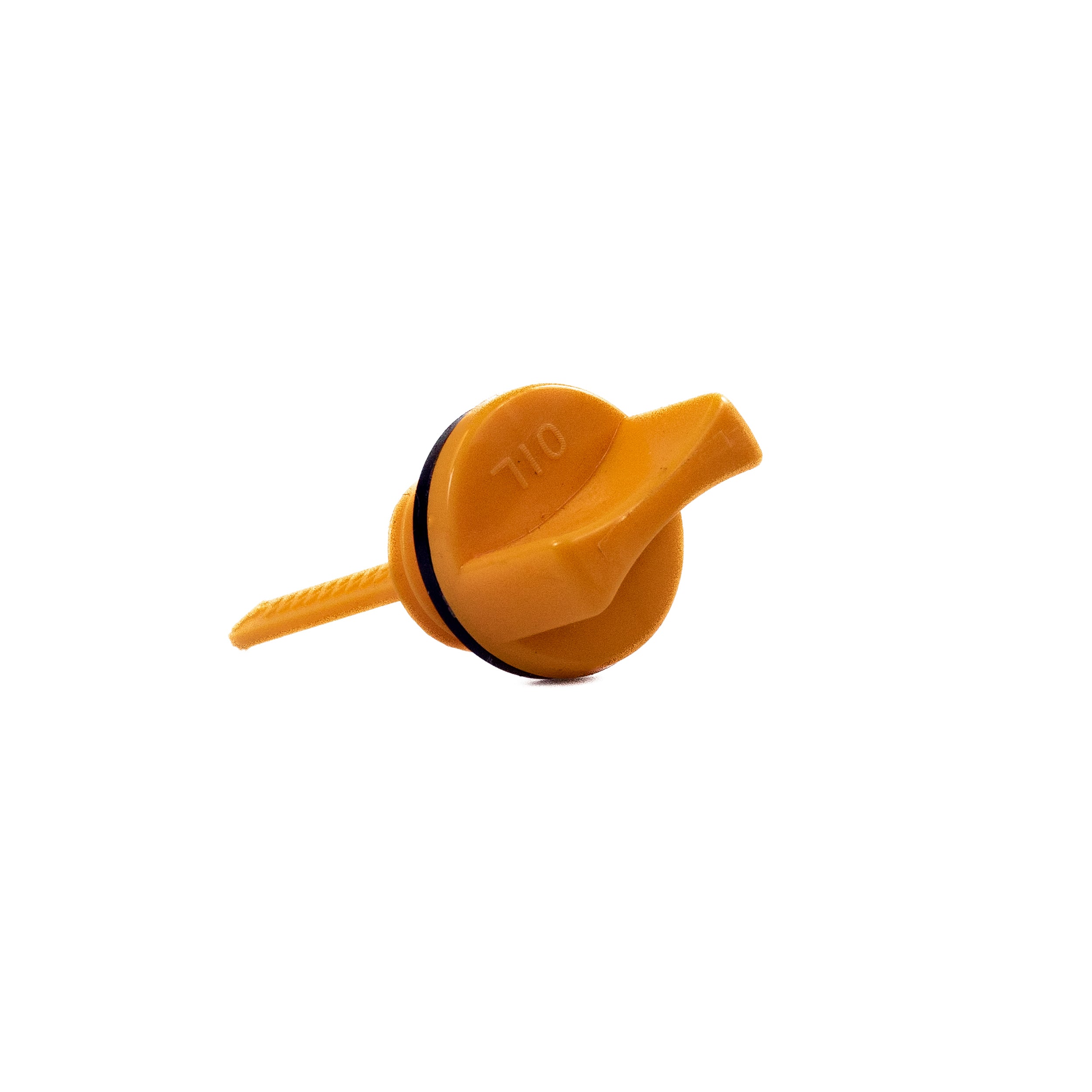 Oil Dipstick for the Predator 212cc GHOST Racing Engine, featuring a yellow plastic cap with a black O-ring for a tight seal, shown in close-up.