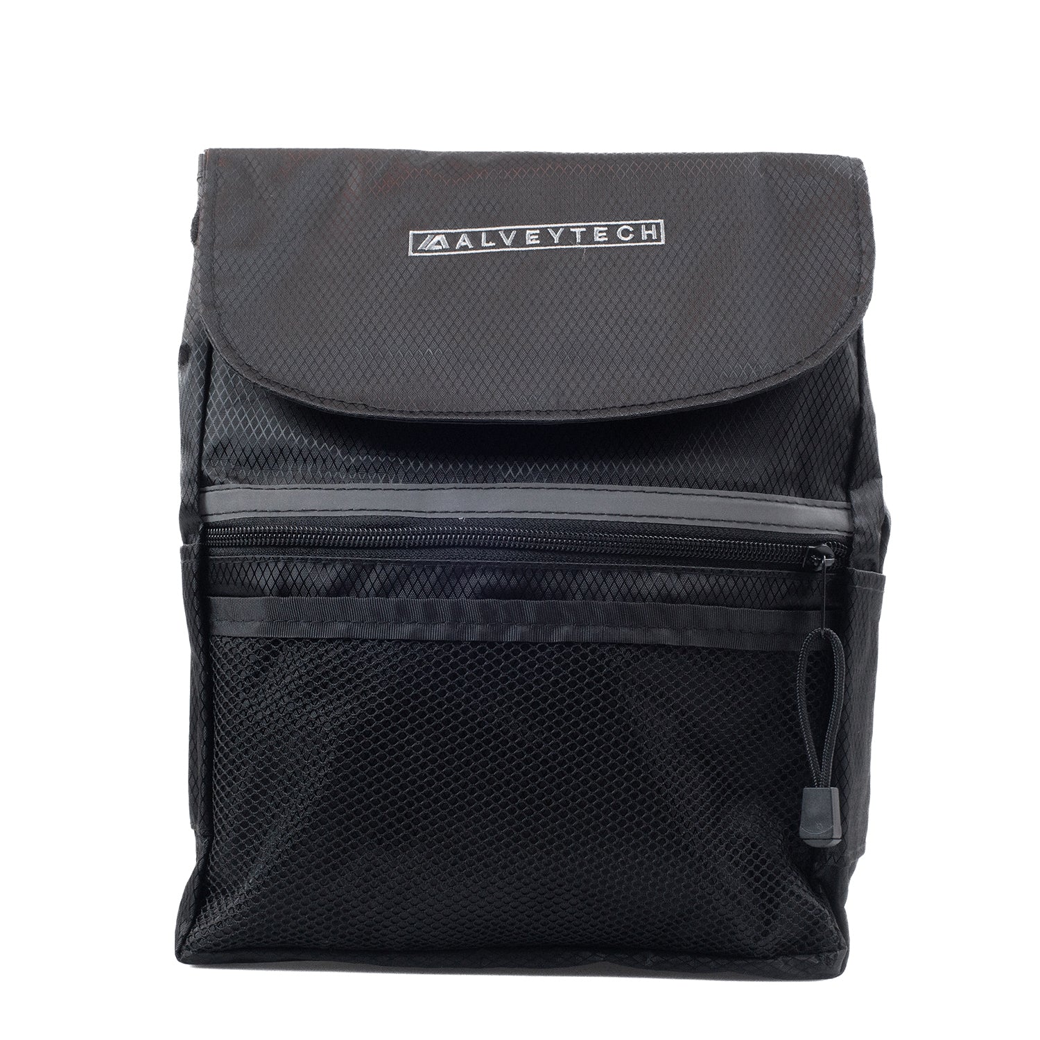 Removable Front Tiller Bag for Mobility Scooters featuring a black nylon design with a zipper closure, ideal for replacing or adding front storage to mobility scooters.