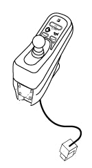 Dynamic DX Joystick Controller: a black and white line drawing of a sleek, ergonomic joystick with detailed buttons and grips, illustrating its design and functionality.