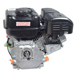 196cc Engine for Coleman RB200 212cc Mini Bikes, featuring a black plastic fuel tank with a red and white label, muffler, and metal components in a close-up view.