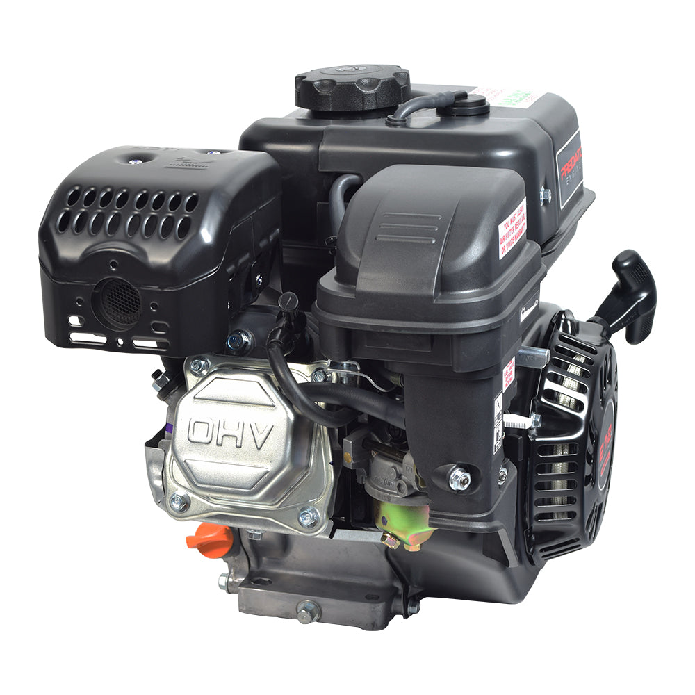 212cc 6.5 HP Engine for Mini Bikes, featuring a compact black engine with visible air filter, carburetor, fuel tank, and muffler, designed for versatile custom builds and replacements.