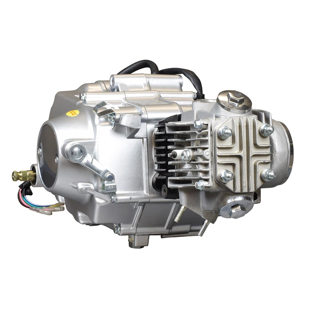 50cc 4-Stroke Engine with Manual Clutch & Kick Start for Dirt Bikes (Blemished), showcasing a silver machine with visible black wires, suitable for custom builders or as a replacement engine.