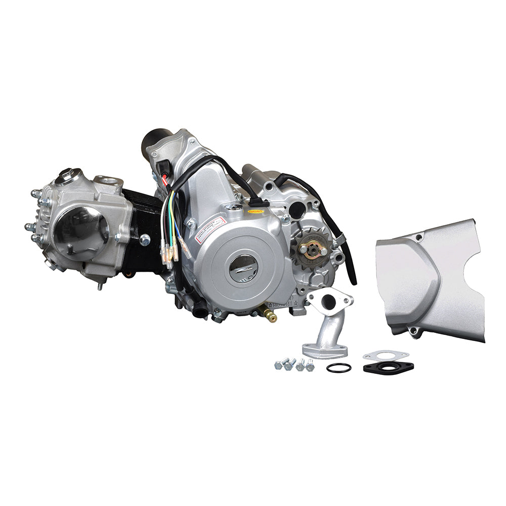 50cc 4-Stroke Auto-Clutch Electric Start Honda-Clone ATV Engine (Blemished), showcasing a silver metal body with wires, close-up components, and visible mounting studs.