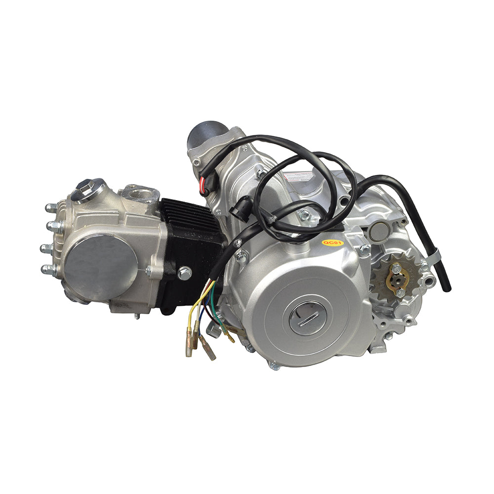 50cc 4-Stroke Automatic Honda-Clone ATV & Dirt Bike Engine (1P47FMD) featuring a silver metallic body with attached wires and a visible coin slot, suitable for various off-road vehicles.