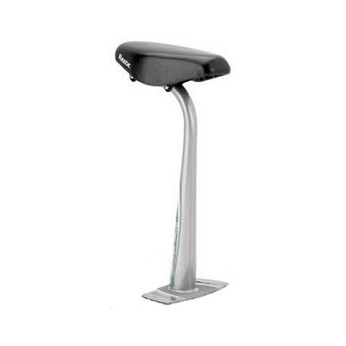 Seat with Post for the Razor E300S (V38+), featuring a black upholstered saddle mounted on a gray and silver metal pedestal.