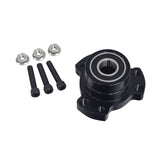 5/8 Bore Wheel Hub with Bearings & Hardware for Go-Karts, featuring a black anodized billet aluminum hub with visible screws and bolts, pre-drilled for 1/4 and 5/16 bolts, and internal bearings.