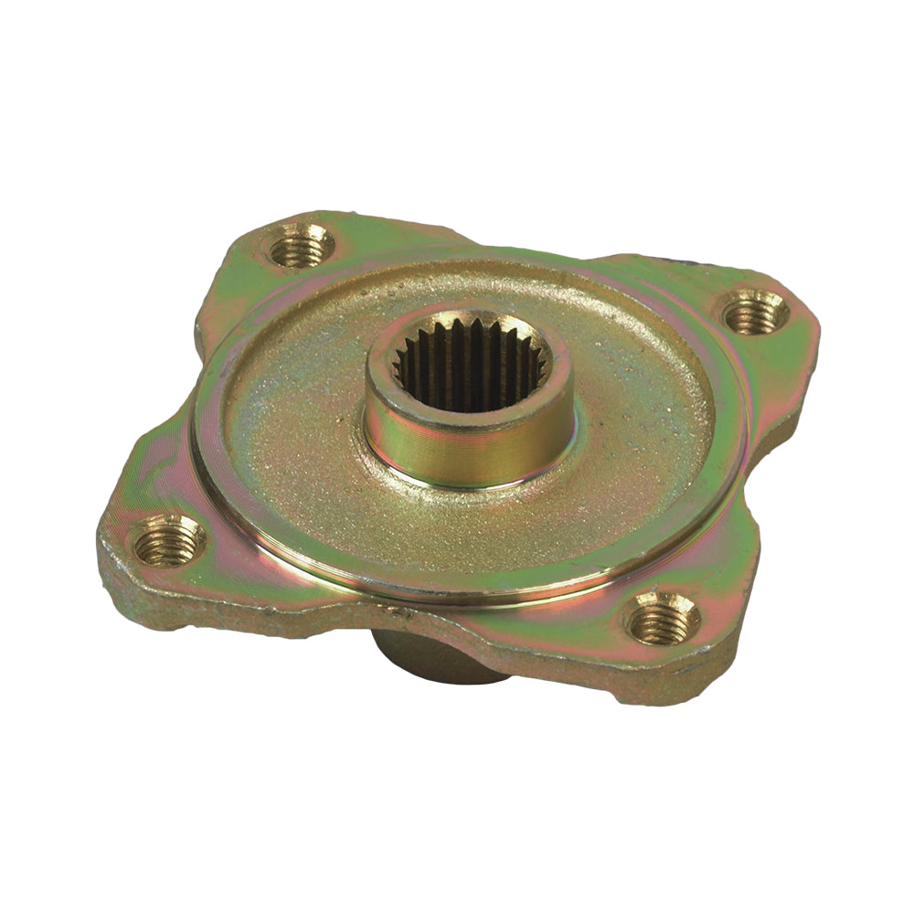 Wheel Hub for TaoTao ATA-110H1 & ATA-110H4 ATVs, featuring a square design with four pre-drilled mounting holes and a central circular hole, close-up images show metal texture and screw threads.