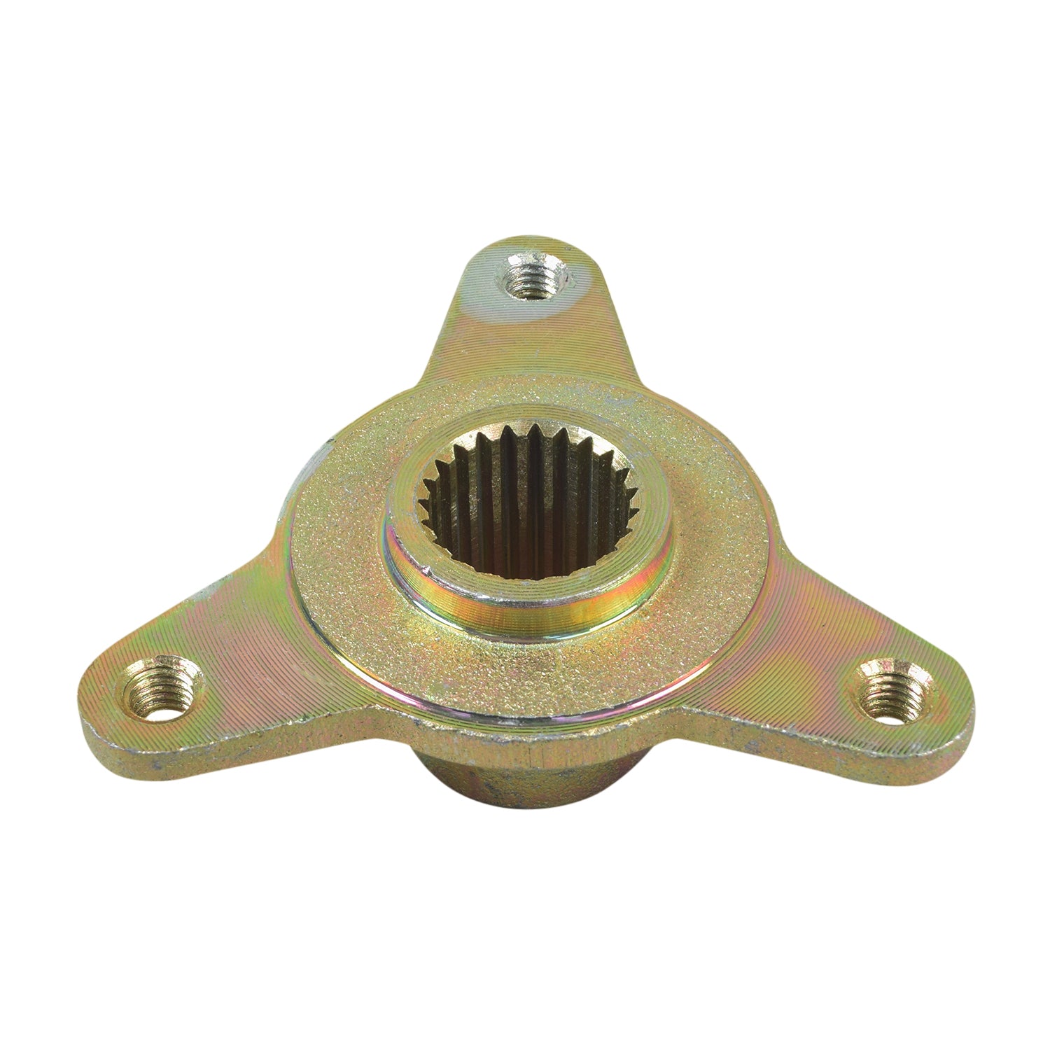 Rear Wheel Hub for 110cc-125cc ATVs and Go-Karts showing a metal gear with three mounting holes and multiple visible screws, designed for compatibility with various Chinese-made 4-wheel machines.