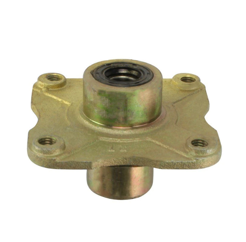 4-Bolt Front Wheel Hub for Chinese ATVs & Go-Karts, featuring a metal object with a nut, screws, and four 10M-1.50 threaded bolts visible in the close-up image.