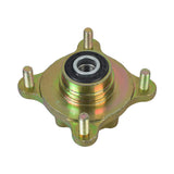 Front Wheel Hub for Hammerhead Off-Road® 150cc Go-Karts, featuring a round center with four 10 mm stud bolts and six 6 mm threaded holes spaced 29 mm apart, designed for various models.