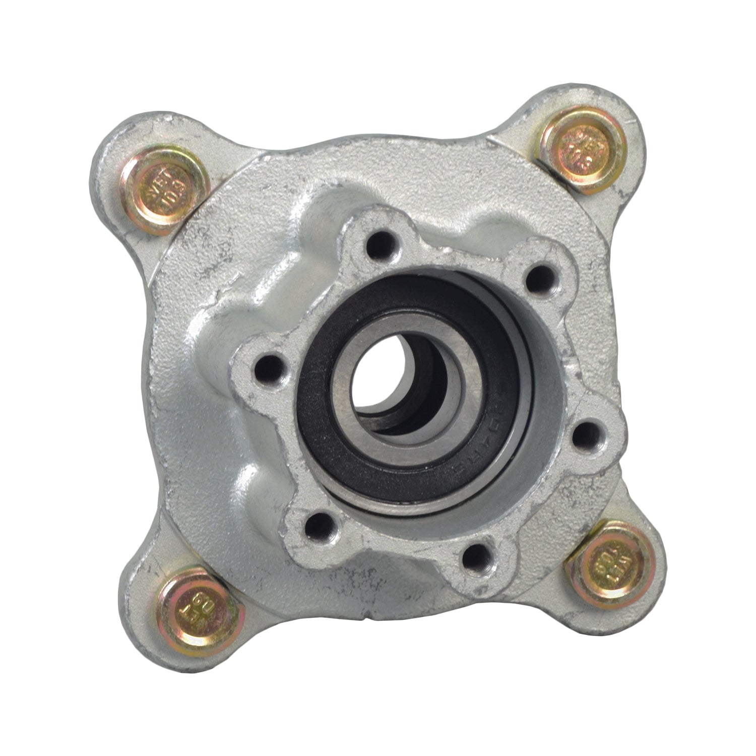 Front Wheel Hub for the Coleman BK200 Go-Kart, showcasing a close-up of its metallic structure with multiple bolt holes and stud bolts visible.