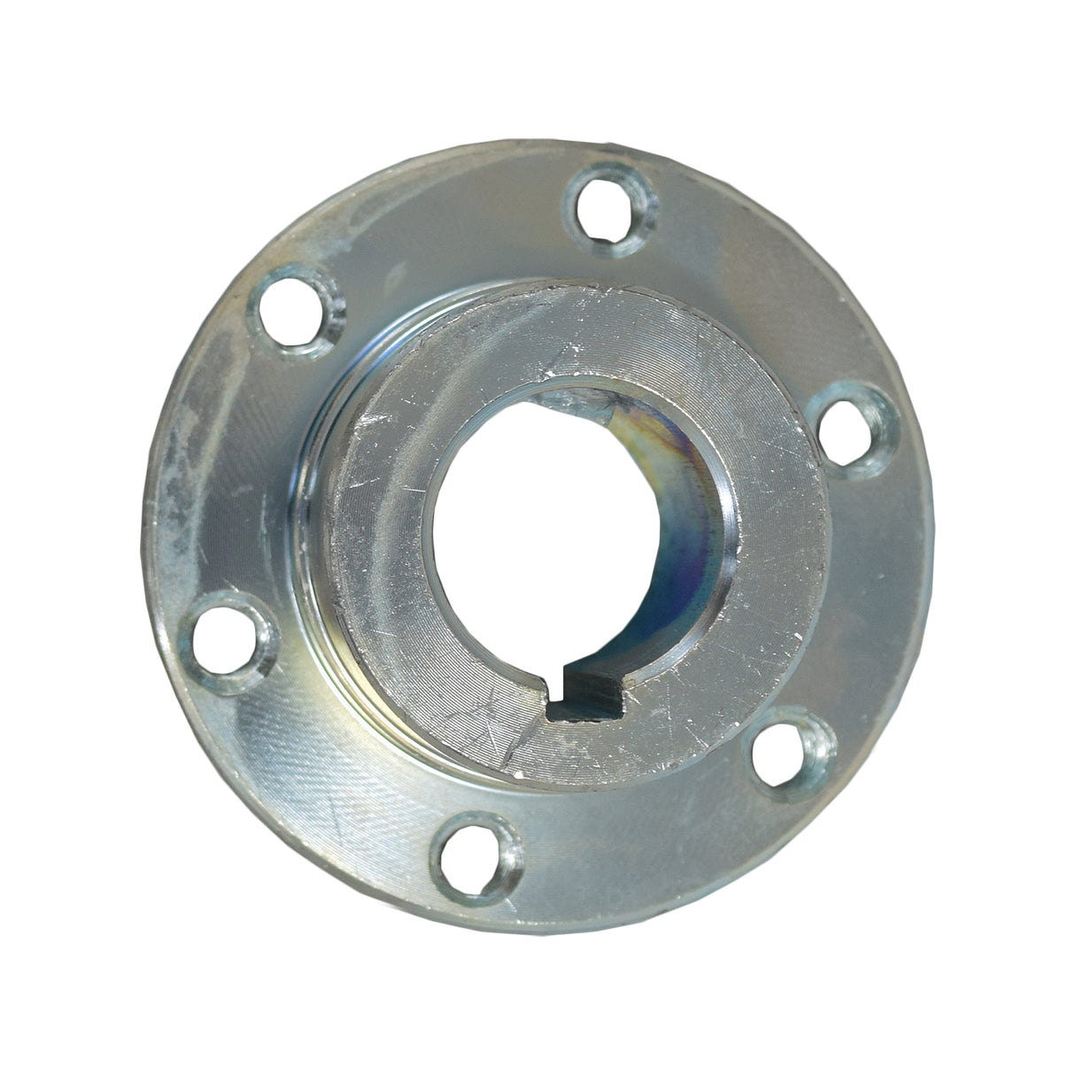 Rear Sprocket & Brake Rotor Mounting Hub for Coleman CK100 & SK100 Go-Karts, featuring a close-up of the metal hub with multiple threaded bolt holes for securing the sprocket to the axle.