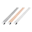 3-Piece Bicycle Flagpole showing long metal rods with white caps, a close-up of a screw and nut, and universal mounting hardware, designed for easy installation on a bike's rear axle.