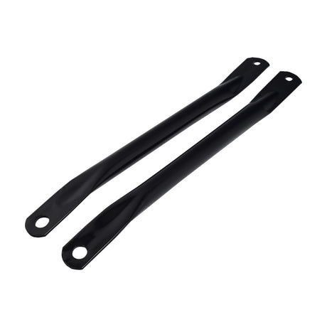 Rear Rack Supports for the Coleman CT200U Mini Bike, featuring two black metal struts each with a bottom hole for rear axle attachment and an upper mounting hole for securing a cargo rack.