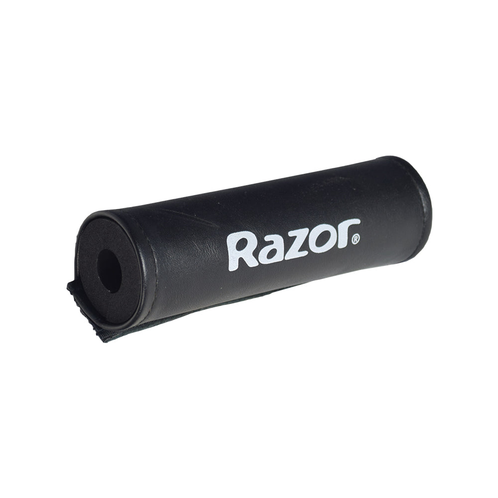 Handlebar Pad for the Razor E-Punk: Black tube with white text, featuring a 5-5/8 long foam pad and wrap-around vinyl cover, displaying the Razor logo. Designed for the 9/16 diameter handlebar brace tube.