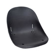 Black Plastic Seat for Go-Karts & Drift Trikes; low-back, durable hard black plastic with mounting and drain holes, vertical slits for lap belt, and a wide design suitable for most adults.