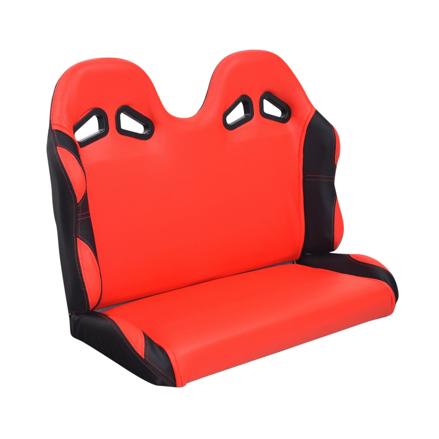 31-1/2 Red Double Seat for the Coleman KT196 Go-Kart (Blemished) with back vents and a sleek racing-style design, ideal as a replacement part for enhanced safety and comfort.