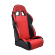 Red Single Seat for Go-Karts with black trim, featuring twin back vents and side padding for added comfort and safety. Ideal for replacing worn-out seats on various go-kart models.