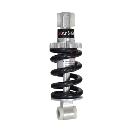 Front Shock for the Coleman KT196 196cc 6.5 Hp Go-Kart, featuring a black coil spring and silver metal components.