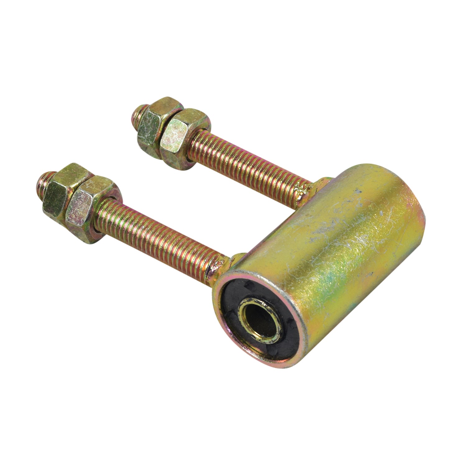 Drive Chain Tension Adjuster for Coleman KT196 & CK196 196cc 6.5 Hp Go-Karts, featuring close-up details of metal nuts and threaded studs for adjusting the drive chain to the axle sprocket.