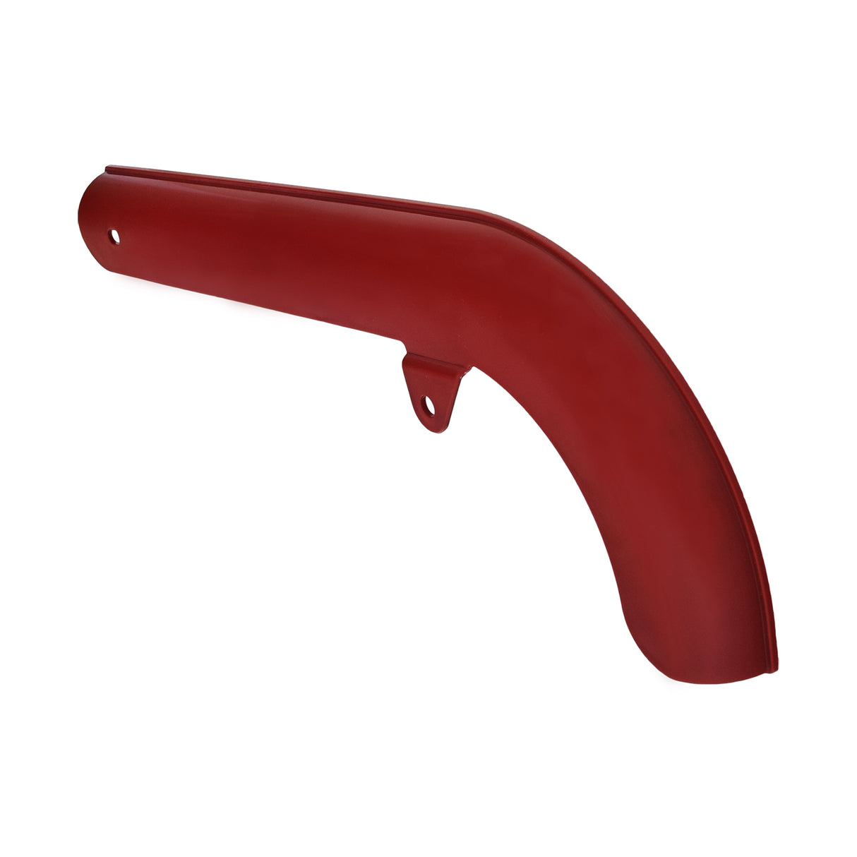 Red Chain Guard for the Coleman BT200X Mini Bike: A metal object designed to protect the bike's chain and keep dirt and debris out of the drive system.