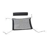 Roll Bar Cage Pad for the Coleman KT196 196cc 6.5 Hp Go-Kart, featuring a black mesh bag and a black tube with blue writing, providing comfort and security on go-kart roll bars.