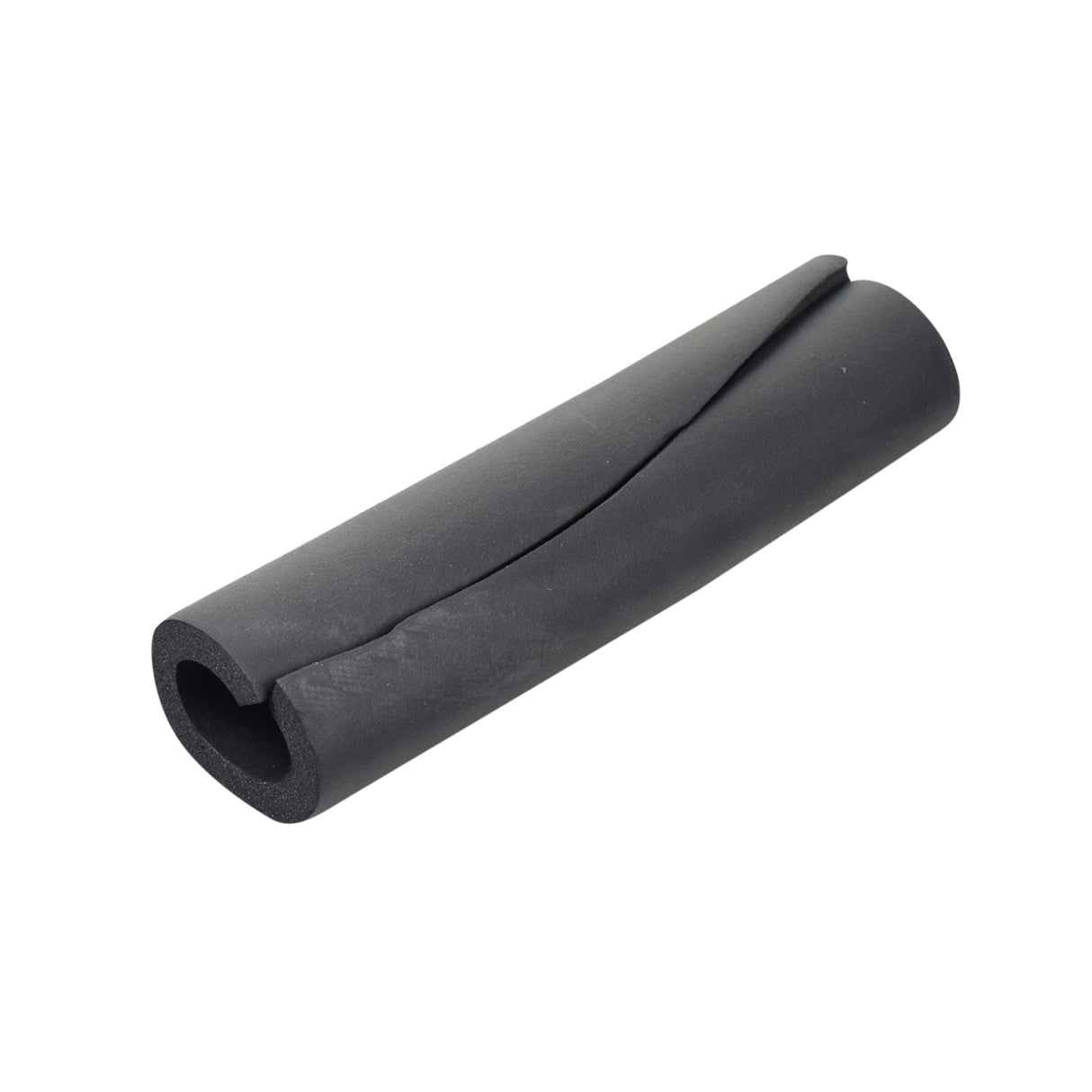 Roll Bar Cage Pad for the Coleman KT196 196cc 6.5 Hp Go-Kart, shown as a black foam tube with a crack, designed to enhance safety and comfort on roll bars.