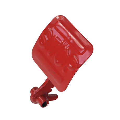 Red Brake Pedal for Coleman CK100 & SK100 Go-Karts, made of strong metal alloy with a bright red finish, showing minor scuffing and scratches, designed for reliable stopping function.