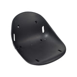 Plastic Bucket Seat for the Coleman SK100 Go-Kart, featuring a durable black plastic design with holes and slots for seat belt straps, ideal as a replacement for damaged go-kart seats.