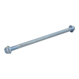 Rear Axle for the Coleman CC100X Mini Bike: A long metal rod with a nut, zinc-finished, measuring 9.44 inches in length, designed as a replacement part for the mini bike.