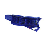 Seat & Rear Fender Assembly with Switch & Charging Port for the Razor MX125 Dirt Rocket Dirt Bike, featuring a blue plastic rear fender, black rubber seat, and attached wires.