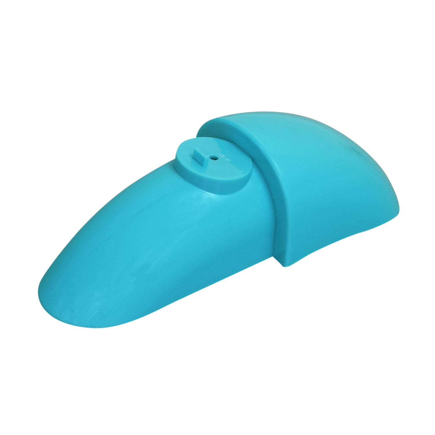 Front Fender for the Razor Pocket Mod Petite, a blue plastic object with a round top and hole, designed to prevent mud and water splashes on young riders' legs.