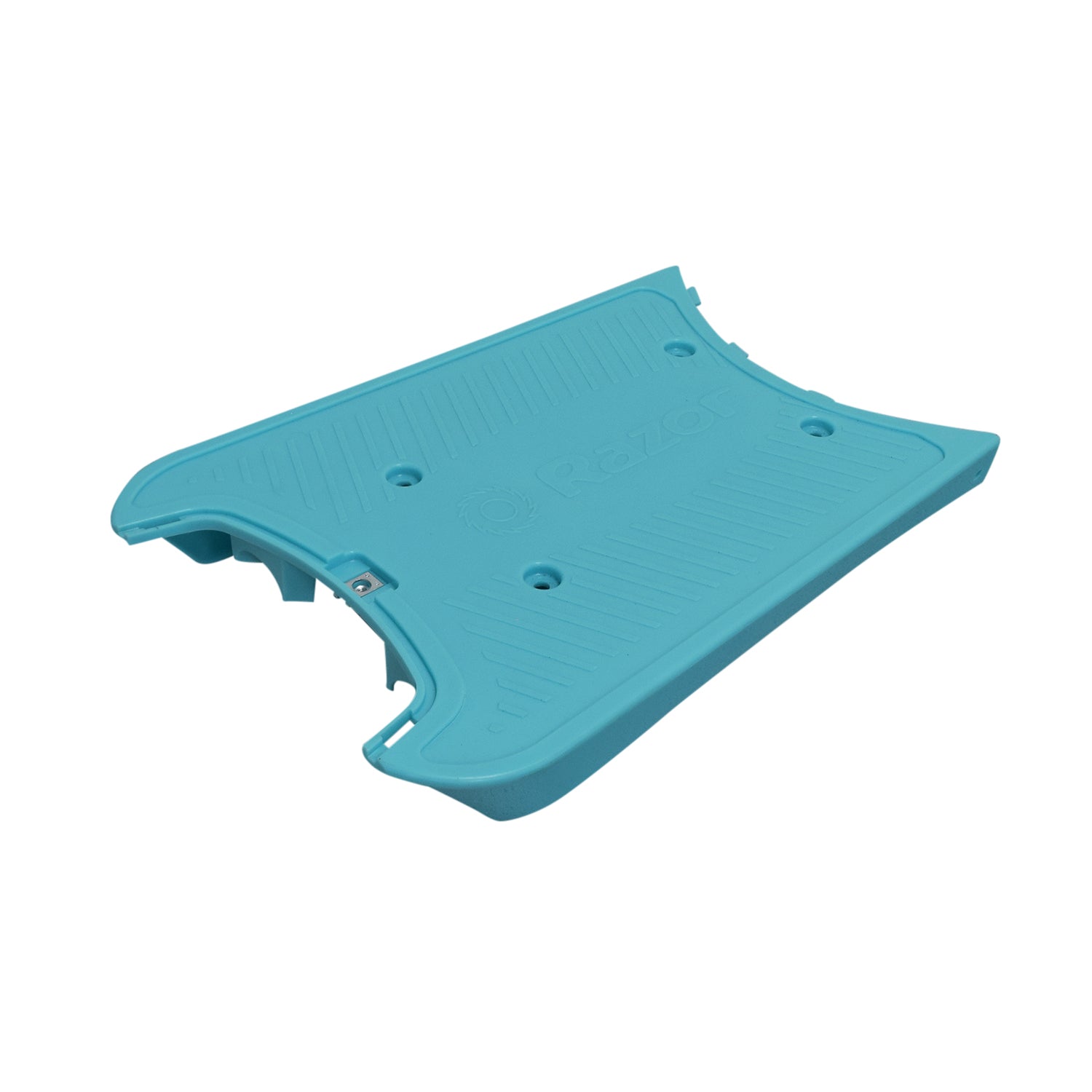 Base Fairing for the Razor Pocket Mod Petite, featuring a blue plastic body panel with multiple holes and a circular design, designed to connect the front and rear cover plates of the scooter.