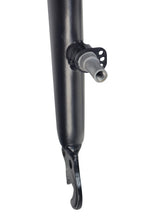 Fork for the Swagtron EB5 Pro Electric Bicycle, showing a black metal pipe with a silver nut and screw, designed to withstand the stress and abuse of regular use.