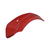 Front Fender for the Coleman BT200X Mini Bike, featuring a durable red plastic design with strategically placed holes for mounting, essential for protecting riders from mud and debris during off-road adventures.