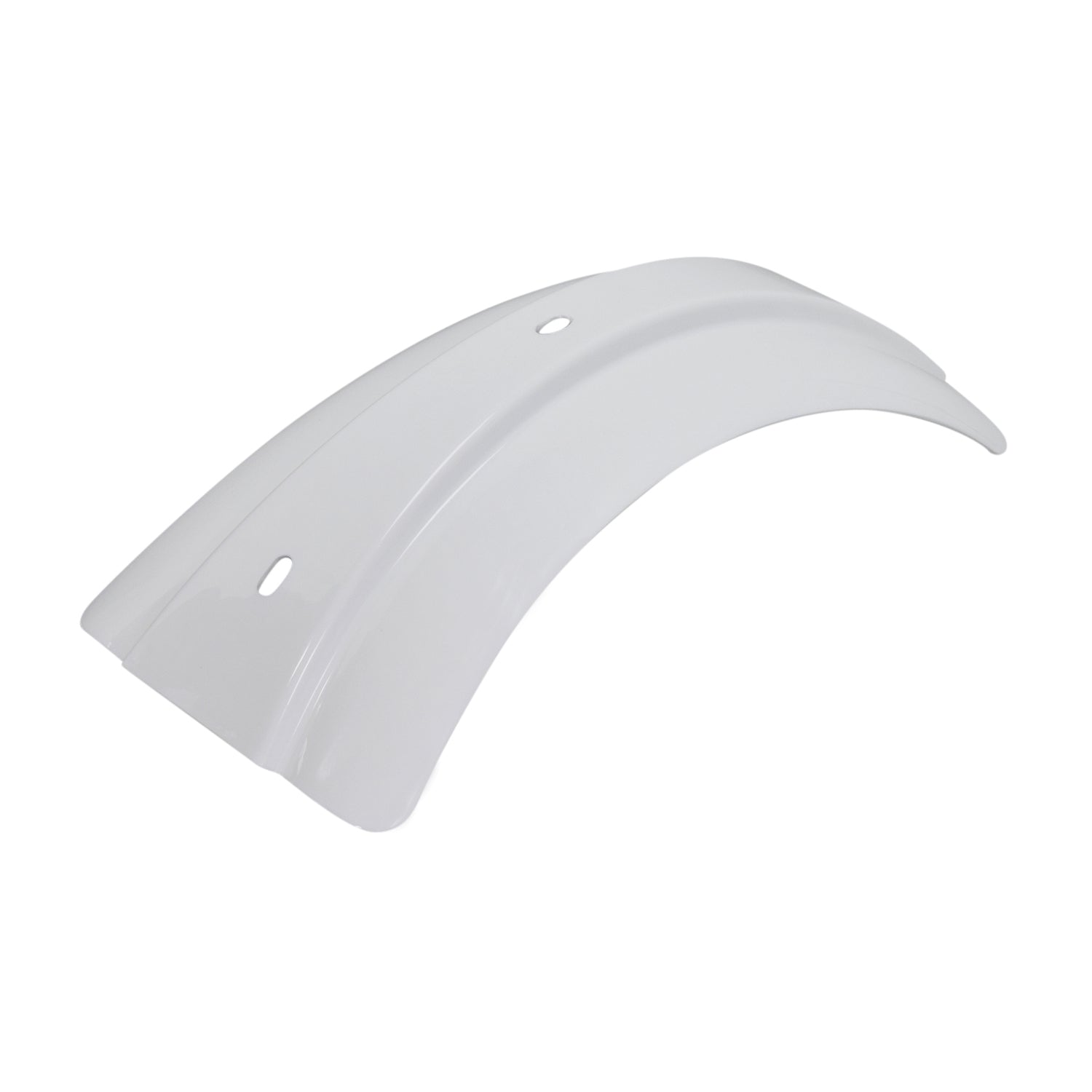 Rear Fender for the Coleman BT200X Mini Bike, white with multiple holes, designed as an effective mudshield to prevent mud, water, and debris from being thrown forward.