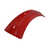 Rear Fender for the Coleman BT200X Mini Bike, featuring a red metal design with multiple holes, serves as an effective mudshield. Interchangeable with the white version, it complements the mini bike's functionality.