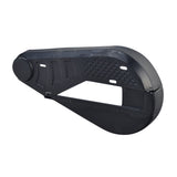 Chain Cover for the Viro Rides VR 550E Scooter, black plastic with a round handle, designed to shield the scooter's running gear from dirt and debris, ensuring smooth operation and rider safety.