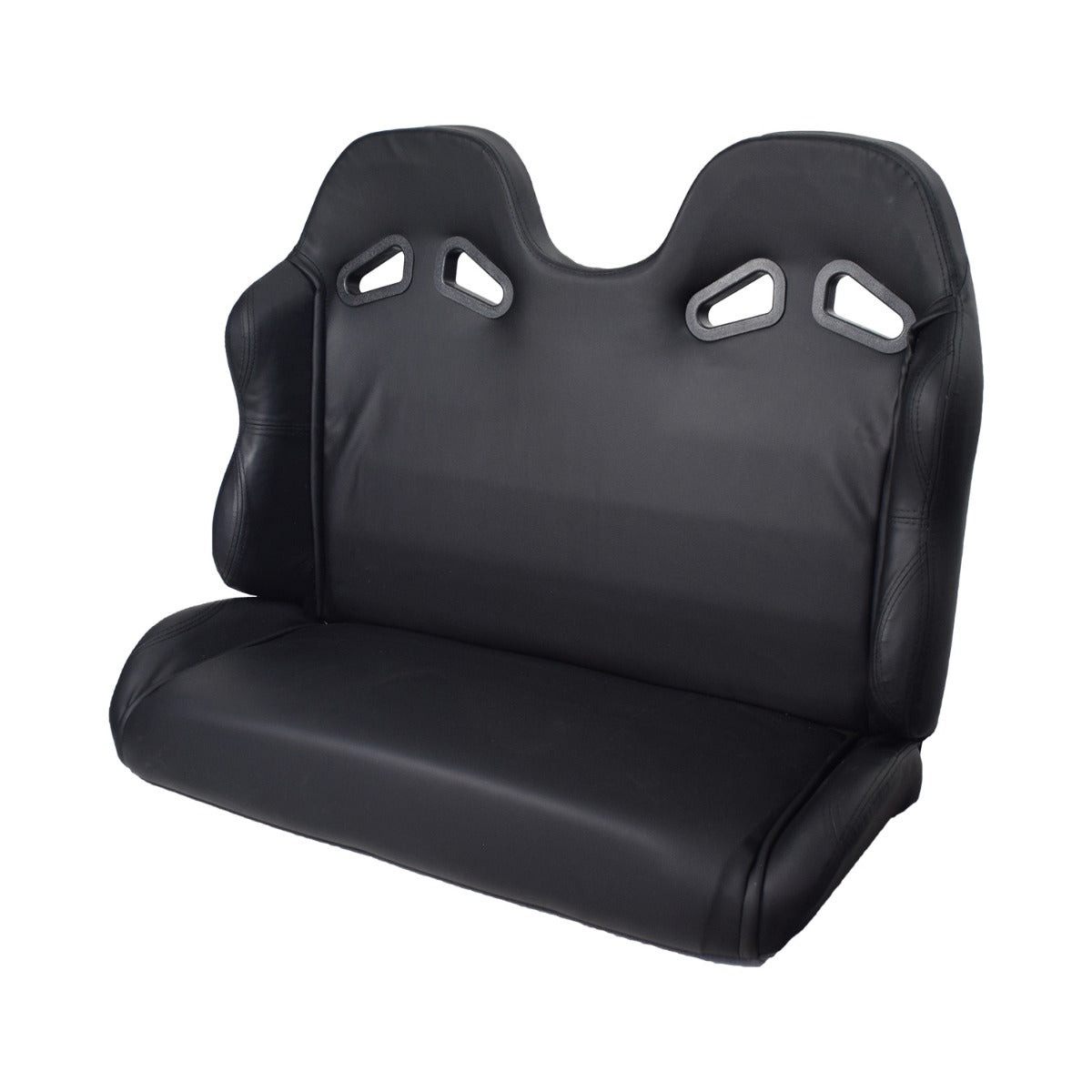 31-1/2 Black Double Seat for the Coleman CK196-T 196cc Go-Kart, featuring vented seat back for airflow and secure seatbelt placement, designed for comfort and safety during off-roading or casual rides.