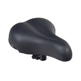 10 x 7 Saddle Seat for Electric Bicycles featuring a padded black vinyl cruiser-style design with coil springs and shallow anatomical relief, shown against a white background.