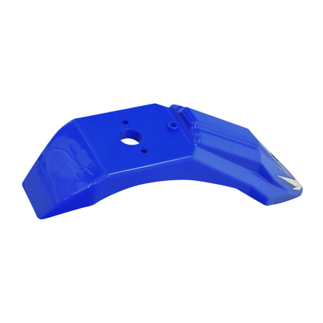 Front Fender for the Hyper HPR 350 Electric Motorcycle: A blue plastic fender with a central hole, designed to fit the motorcycle, providing protection against mud and water splashes.