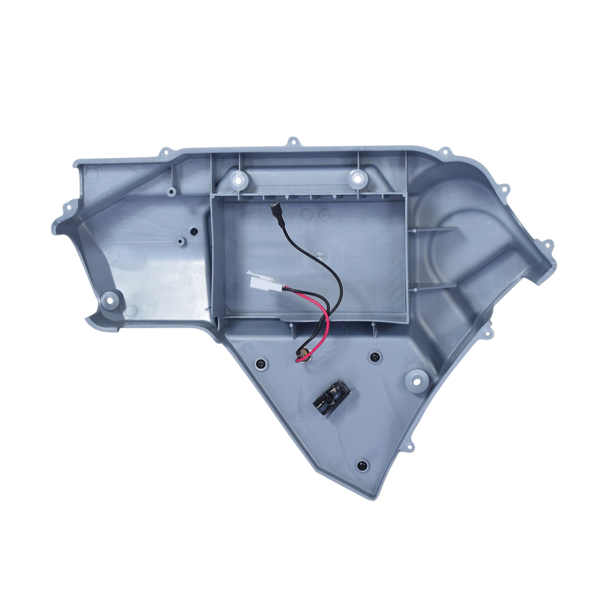 Plastic Body Panel Set for the Hyper HPR 350 Electric Motorcycle, showing grey plastic components with visible wires, including side panels, number plate, coaxial charger port, On/Off switch, and circuit breaker.